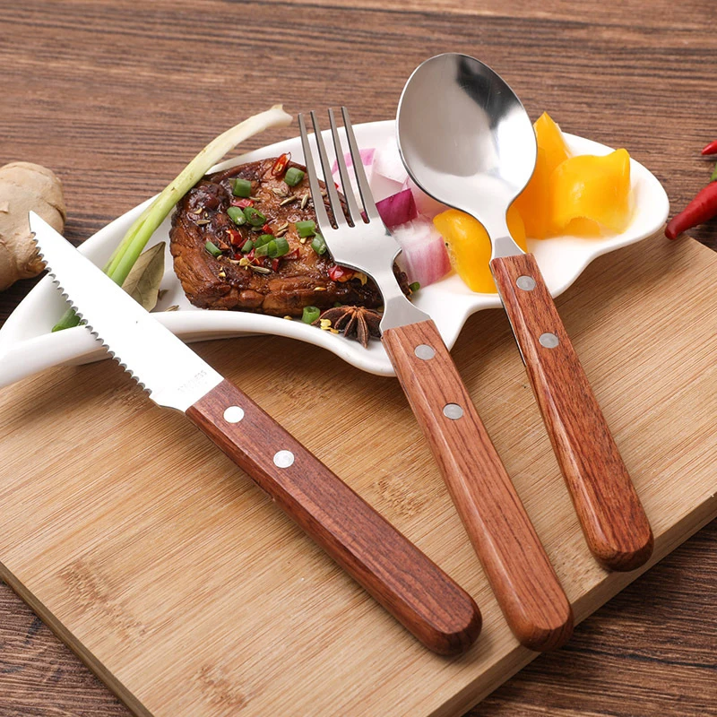 Wood cutlery set  (6)