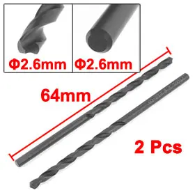 

Uxcell New Arrival 2pcs 2.6mm Dia Split Point 64mm Long HSS-CO Twist Drill Bits Power Tool , Wood Tools,Electric Drills