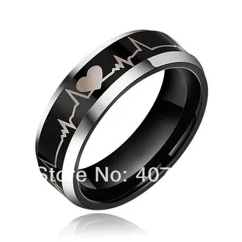 

Free Shipping YGK JEWELRY Hot Sales 8MM Love Laser Engraved His/Her Fashion Black Tungsten Carbide Wedding Ring