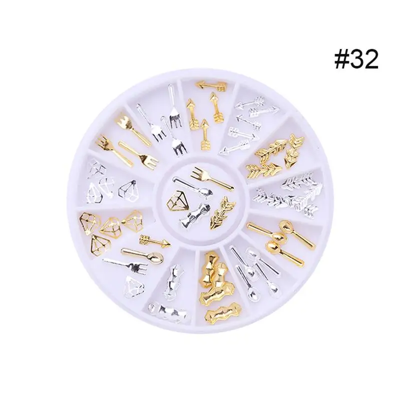 Дизайн ногтей 3D украшение в колесо горный хрусталь шпильки ногтей бисер цветной блестящий гель Морская звезда оболочки многоразовый ломтик хлопья - Цвет: pattern-25
