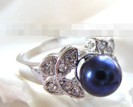 

00578 round blue seashell pearls rings