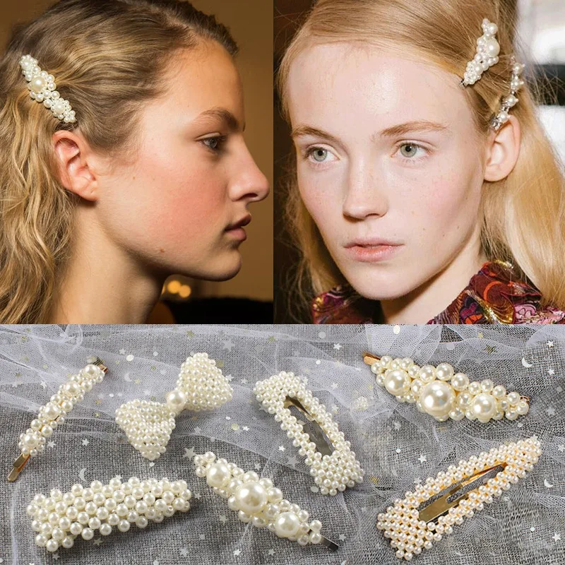 

Popular White Pearl Hair Clips Women Sample BB Hairgrips For Girls Beauty Hair Barrette Hairpin Headwear Hair Accessories