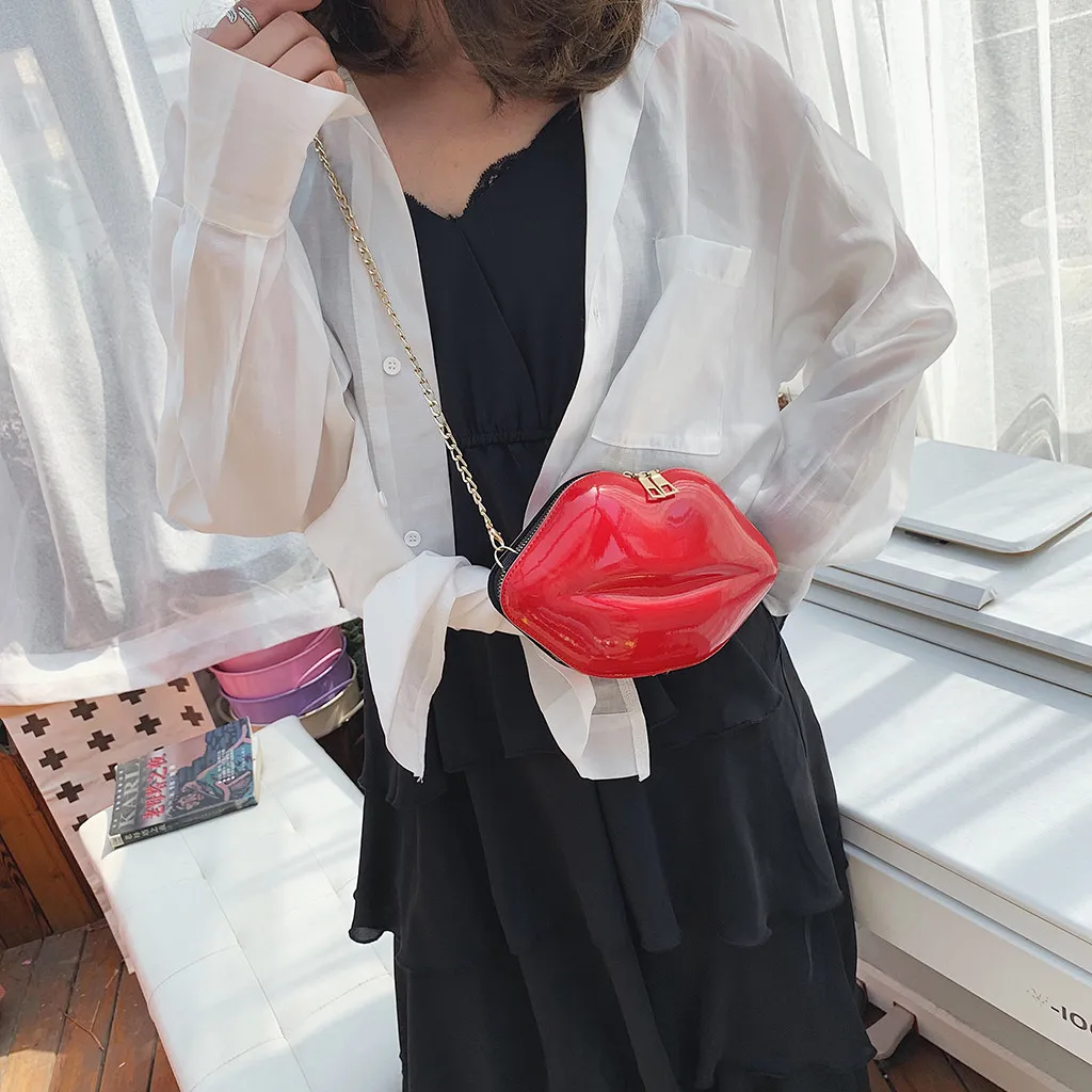OCARDIAN-женские сумки, красный клатч губы, женская сумка из искусственной кожи, сумка на плечо с цепочкой, вечерняя сумочка Bolsa, форма губ, кошелек 6J24
