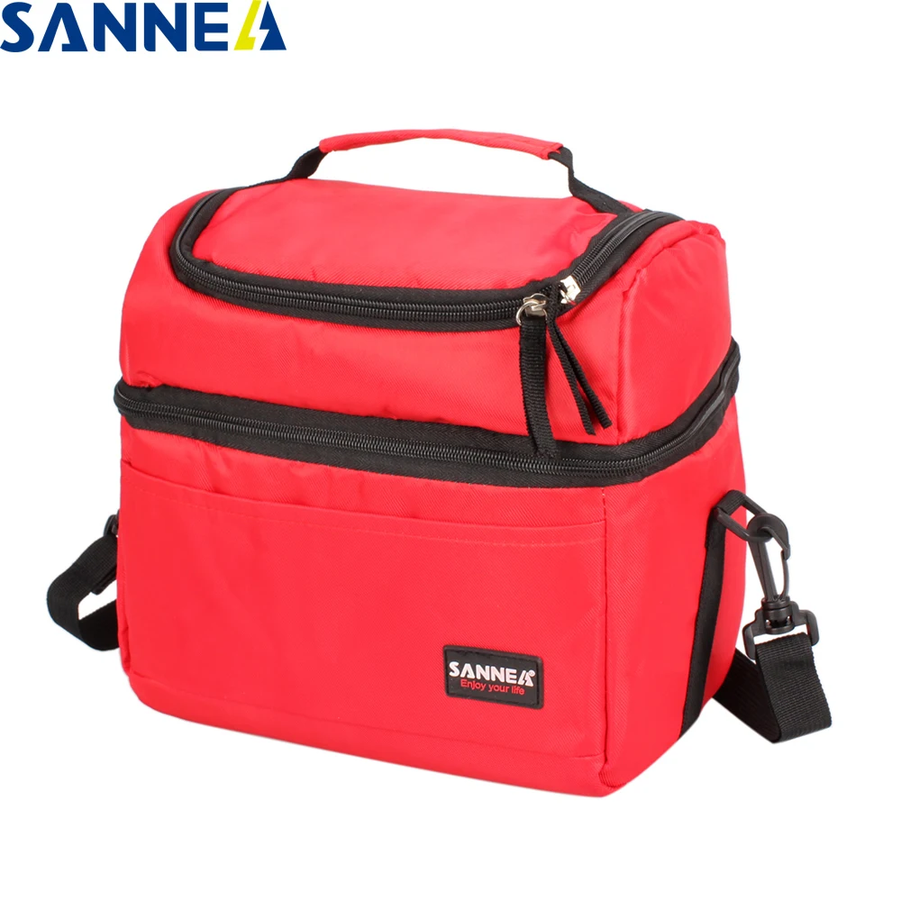 SANNE 9L Red Double Decker Lunch Bag Thermal Lunch Bags Picnic Food
