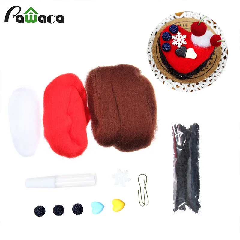 DIY Kit Felt Package Roving Wool Felting Tool Sweet Cake Series Material With Needle Set Weaving Needlework Craft Kits | Дом и сад