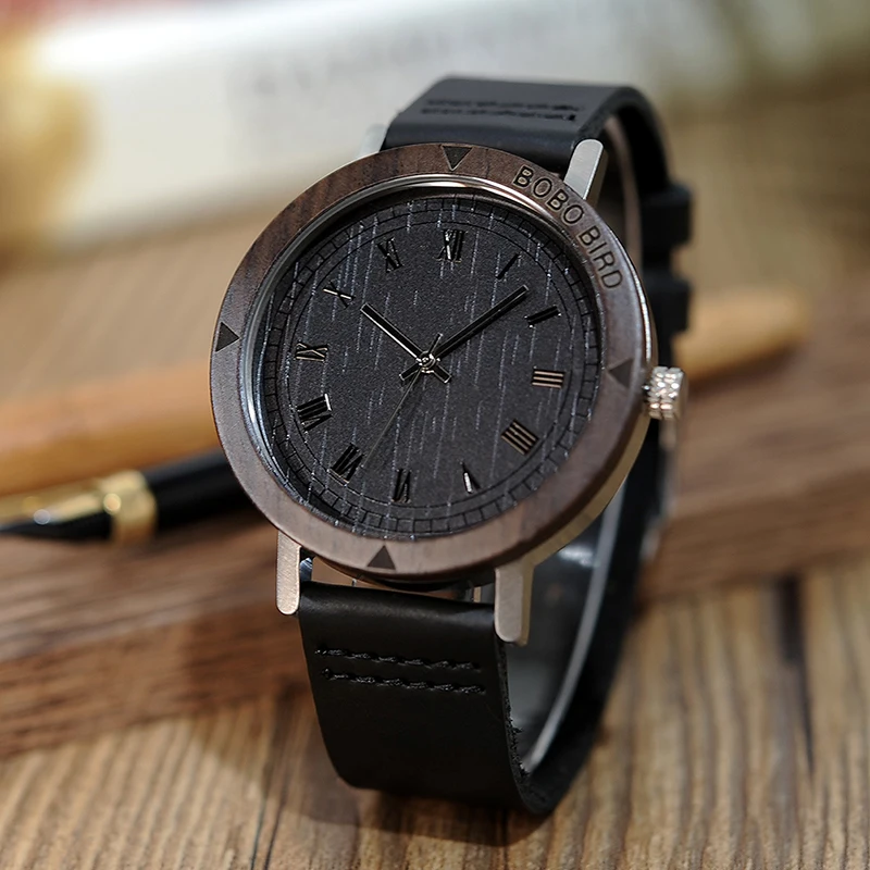 BOBO BIRD K06 Roma Dial Men Watches With Rose Wooden Unique Quartz Watch With Gift Box