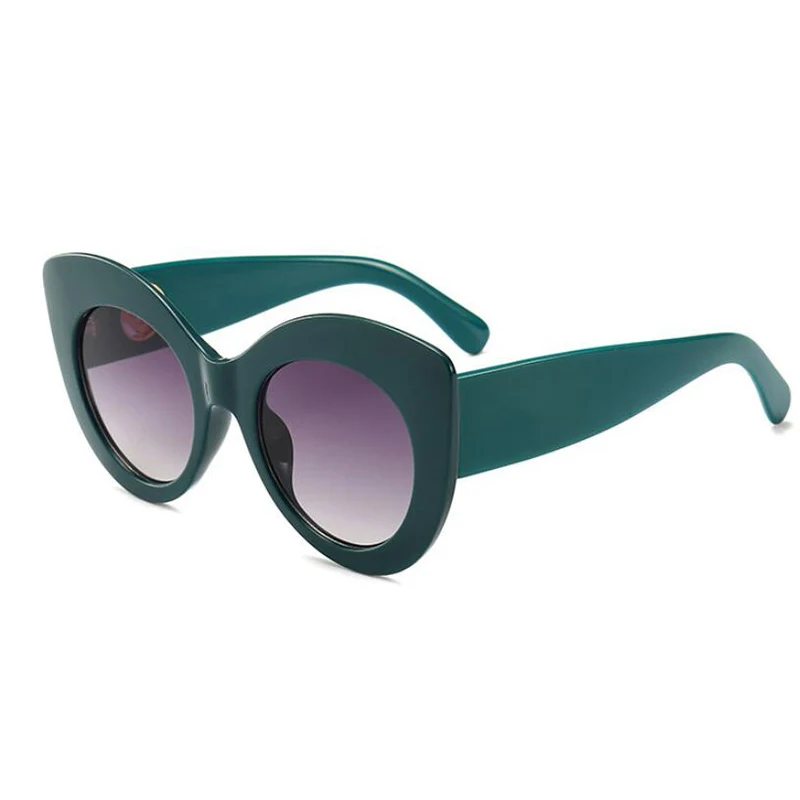 Классические негабаритные черные солнцезащитные очки кошачий глаз, дизайнерские брендовые роскошные солнцезащитные очки для женщин, женские модные очки зеленого цвета