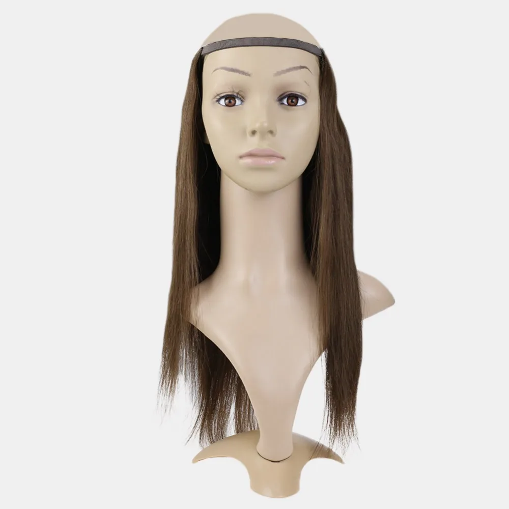 

Full Shine U Part Wig Extensions Straight Hair 100% Remy Hair Clip in One Piece Extensions #4 Dark Brown Solid Color Half Wig