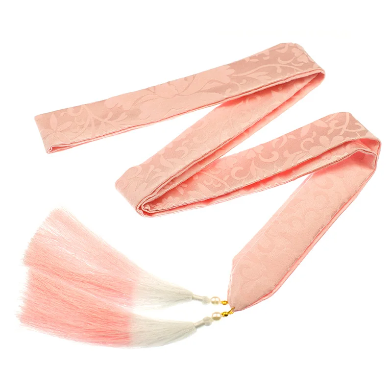 Gradual fringed jacquard hairband Ancient Chinese clothing super fairy streamer hair rope costume headdress