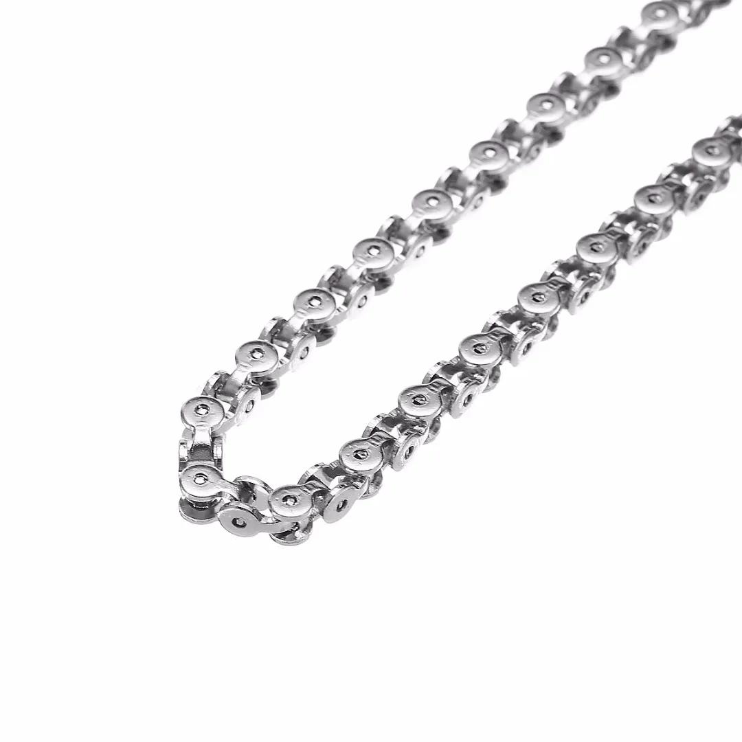 Punk Men Bicycle Bike Chain Necklace Shellhard Vintage Stainless Steel Silver Plated Necklaces Chains For Women Jewelry