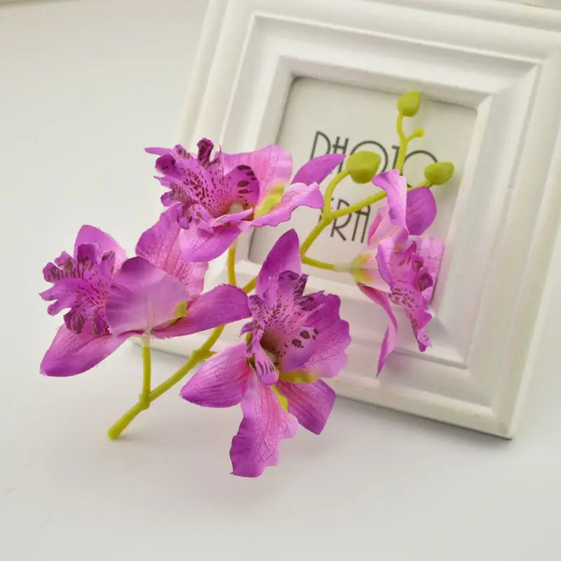 1 шт. Свадебные фаленопсис Баттерфляй моли искусственная Орхидея орхидеи цветы для украшения дома, оптовые продажи декоративные искусственные цветы - Цвет: Purple red