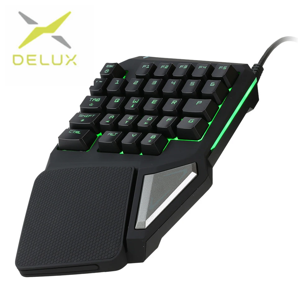 

Delux gaming keyboard T9 Pro wired Professional gaming mini keyboard 7 Color Backlit Single Hand 30-keys Ergonomic Keypad