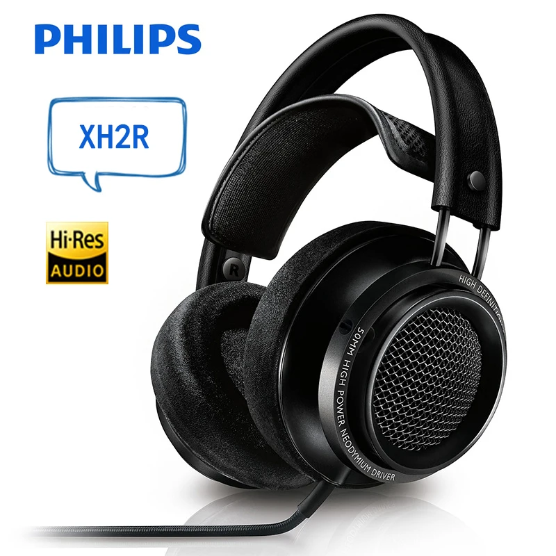 Philips Fidelio X2HR проводные наушники подключены hi fi звук мульти привод диафрагмой 50 мм
