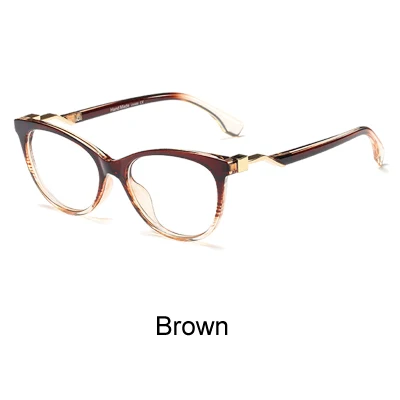 Ralferty, прозрачные женские очки,, Роскошные, кошачий глаз, очки, прозрачные, близорукость, оптическая оправа, очки, прозрачные, oculos de grau F95164 - Цвет оправы: Brown