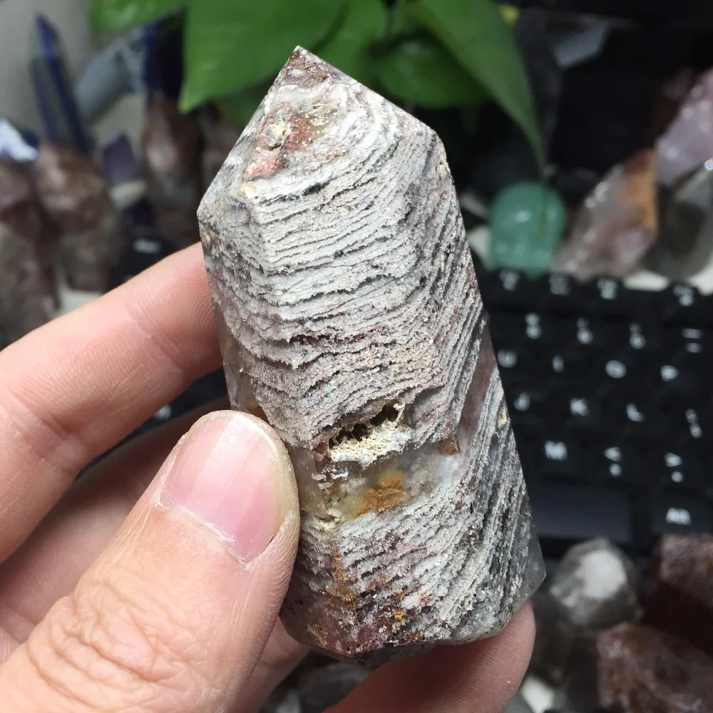

BEST CRYSTAL!!102g Natural Hierarchical Details Quartz Crystal Wand Single Point Healing Home Decoration Ornament #BH1132