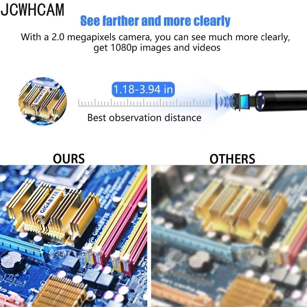 8,0 мм эндоскоп камера 1080P HD USB эндоскоп с 8 светодиодными лампами 1/2/5 м кабель Водонепроницаемая инспекциионный бороскоп для Android ПК