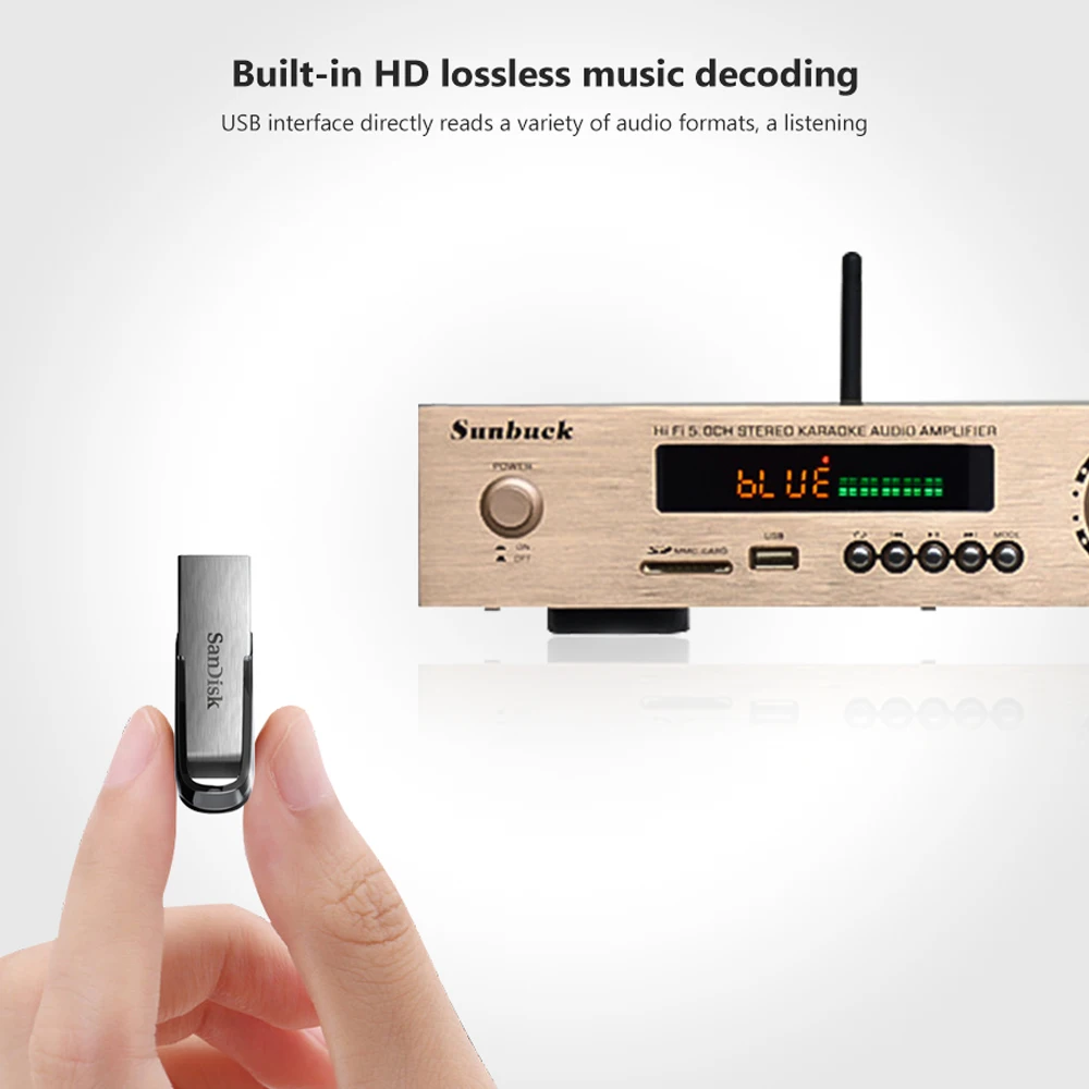 SUNBUCK 5 CH HiFi Bluetooth Стерео AV усилитель домашний кинотеатр аудио профессиональный караоке радио Bluetooth усилитель мощности 300 Вт