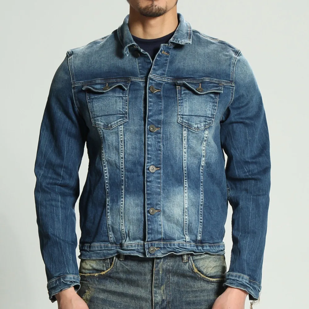 2018 Spring Denim Jacket Men Slim Fit Chaqueta Hombre Ripped Jeans