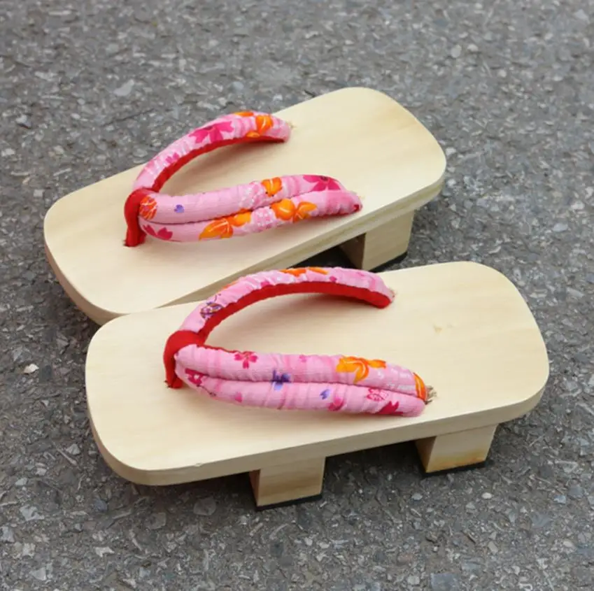 Women Lady Wooden Clogs Japanese Geta Sandals Flip Flops Slippers Cosplay Multi Flower Patterned 