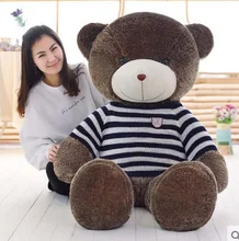 big plush round eyes blue and white stripes sweater teddy bear toy huge bear doll gift about 160cm