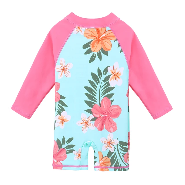 BAOHULU UPF50 Print Baby Girl Swimsuit Long Sleeve Kids Swimwear One Piece Toddler Infant Bathing Suit