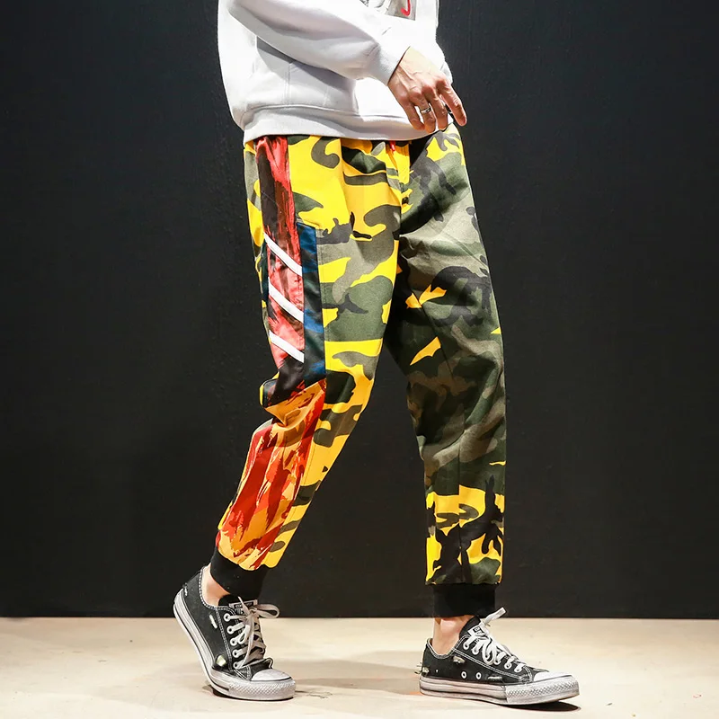 2019 для мужчин harajuku chic camo дамские шаровары хип хоп камуфляж брюки тренировочные брюки плюс размеры штаны для уличного бега Мужской 5XL CK31