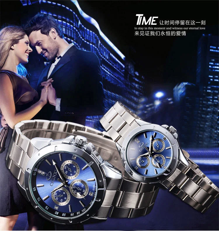 CHENXI Марка Роскошные серебряные Для мужчин Повседневное часы Модные Качественные Нержавеющая сталь платье в деловом стиле часы для Для