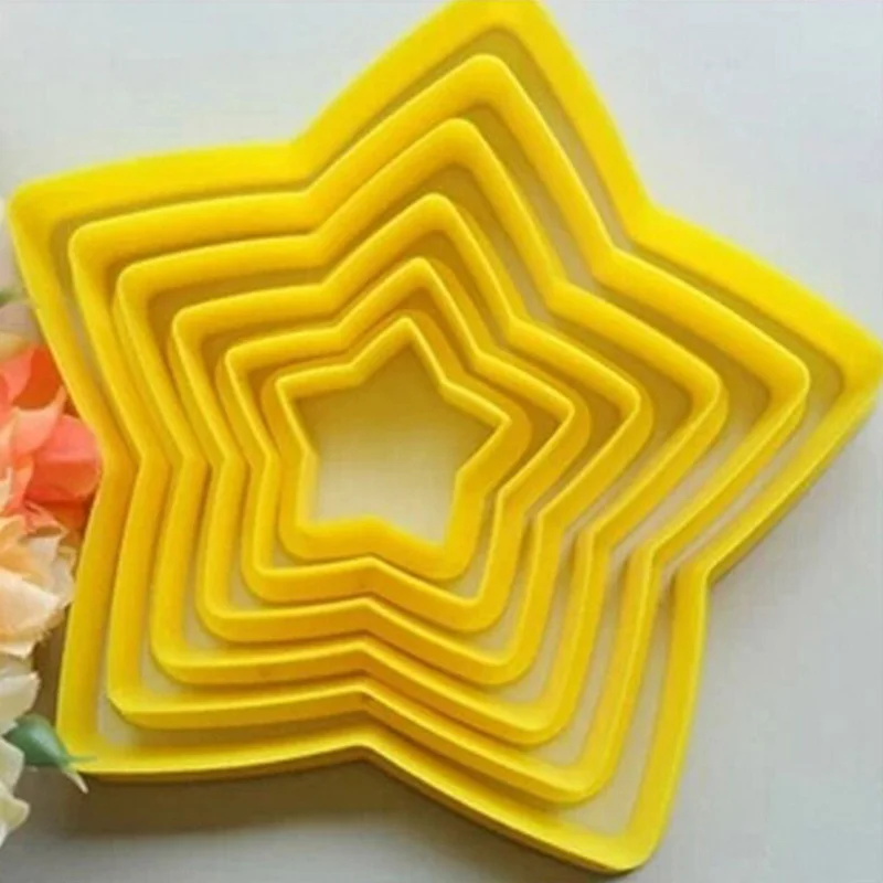 

New 6pcs / Set Christmas Tree Cookie Cutter Stars Shape Fondant Cake Biscuit Cutter Mold 3D Cake Decorating Tools Baking Tool