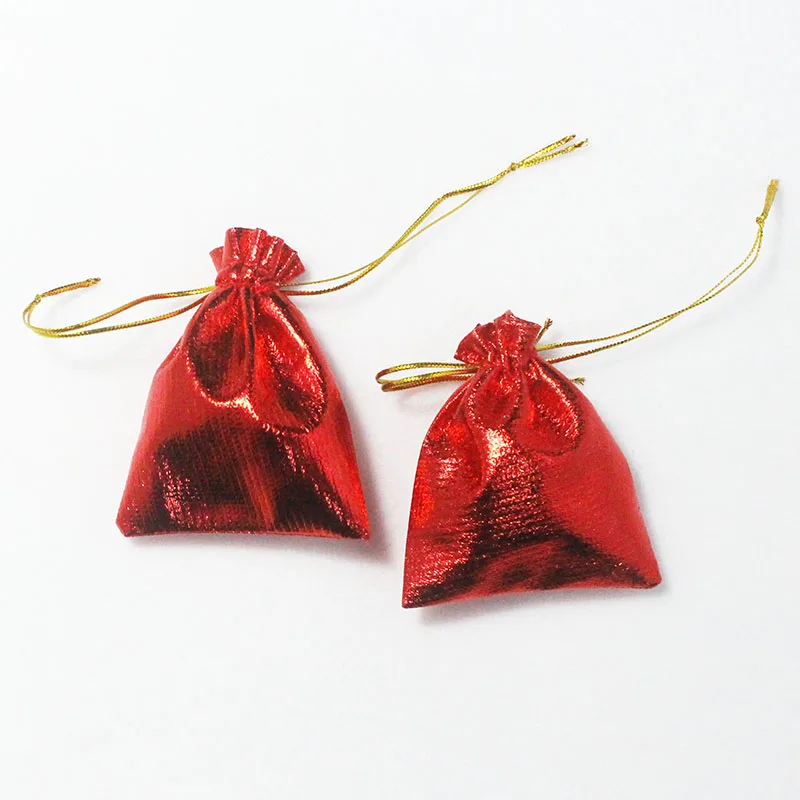 

9x12cm 100pcs Red Gold Organza Jewelry Gift Wedding Bag Pouch For Christmas