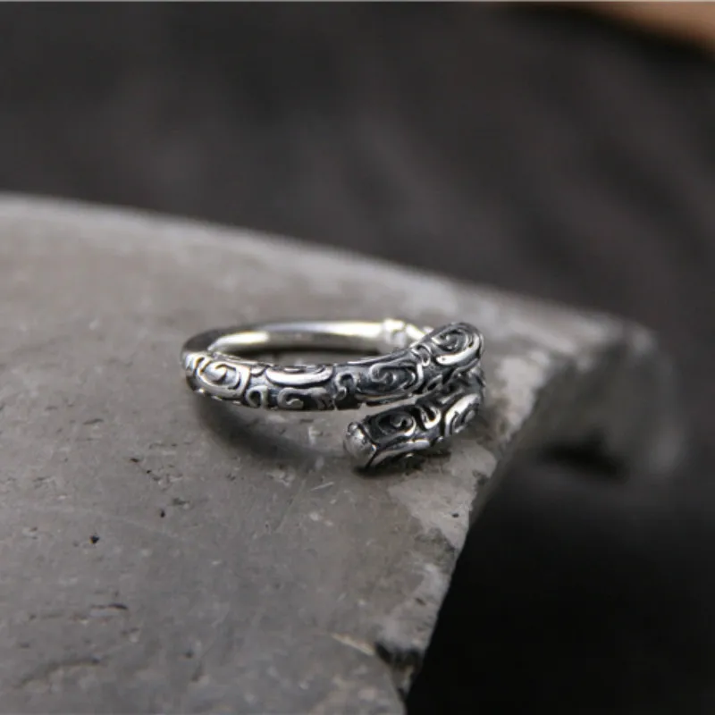 

Chinese 925 Sterling Silver Gold Hoop Stick Ring Punk Personality Sun Wukong Gold Hoop Stick Finger Ring Jewelry