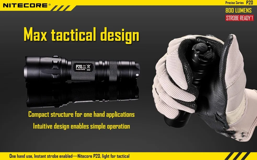 Nitecore P20 XM-L2 T6 светодиодный фонарь для походов и кемпинга тактический фонарь onekey стробоскоп высокого качества