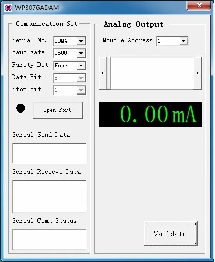 WP3076ADAM(1AO)_ 0-20MA/4-20MA аналоговый выходной модуль/RS485 MODBUS RTU связь