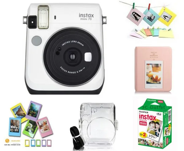 Fujifilm Instax Mini70 камера и аксессуары, Fuji мгновенная Мини пленка+ прозрачный чехол сумка+ фотоальбом+ рамки для пленки+ рамки для декора стен