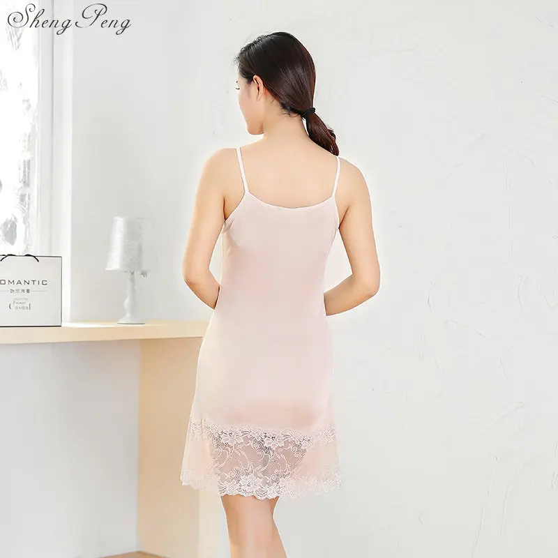 2018 autumn sexy black and white lace women's full slips sexy modal ladies full slips Female Petticoat Slip Woman V1181