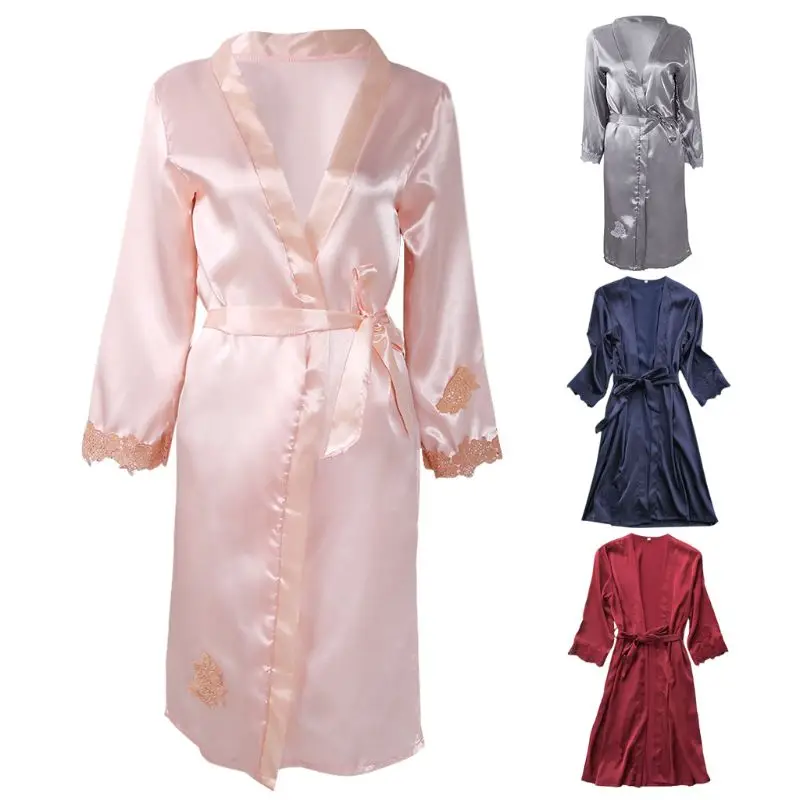 Женская одежда для сна платье невесты халат сексуальное женское белье лед шелковые кимоно халаты вина Цвет
