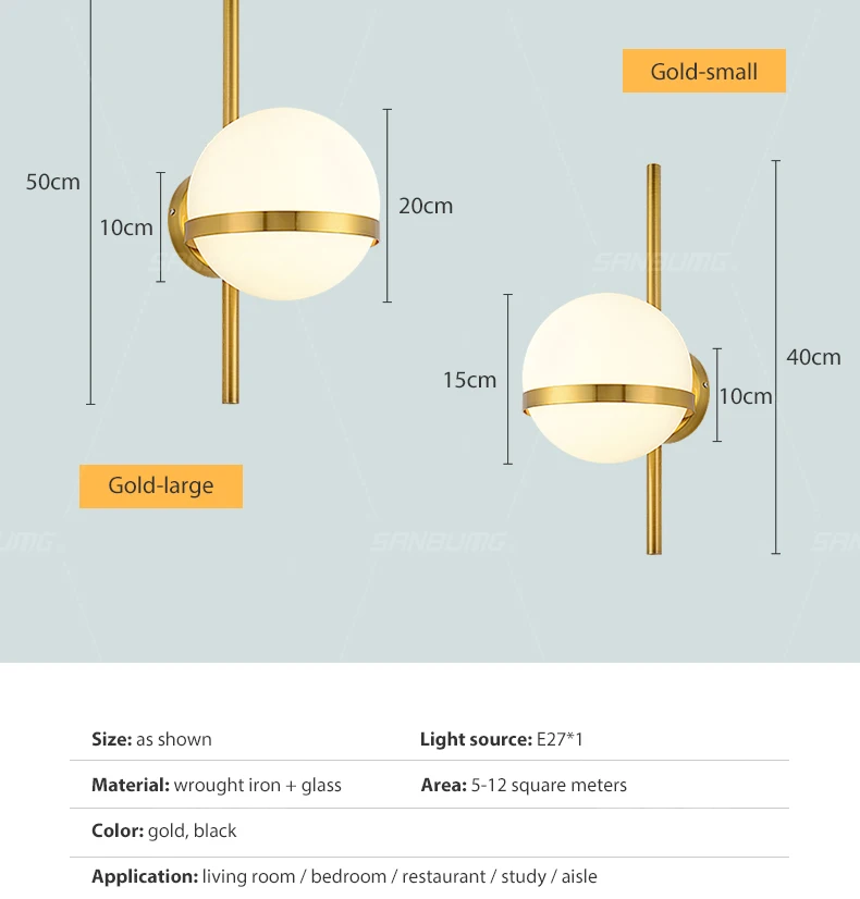Luz da Parede de Vidro Sanbumg Nordic Criativo Moderno Arandela Lua Redonda Lâmpada Cabeceira Sala Estar Corredor Ferro Forjado Iluminação 13 Sanbumg nordic luz da parede de vidro
