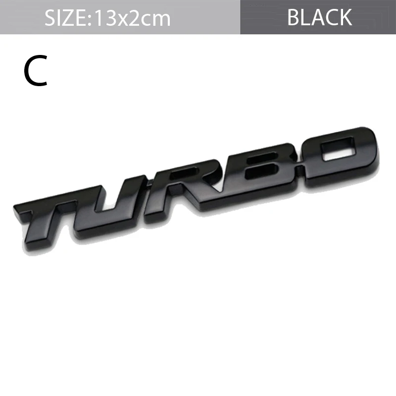 Турбо логотип, наклейка на кузов автомобиля для Subaru STI peugeot 308 BMW Mini Cooper Mercedes Skoda Vauxhall Camry хромированная крышка для багажника эмблема - Название цвета: C Black