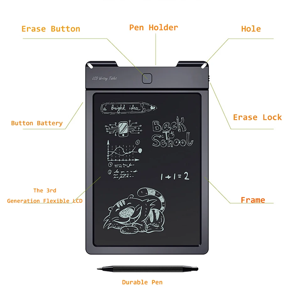 9 дюймов детский цифровой планшет для рисования ЖК-дисплей электронная портативная доска Один клик стереть детей рукописный блокнот