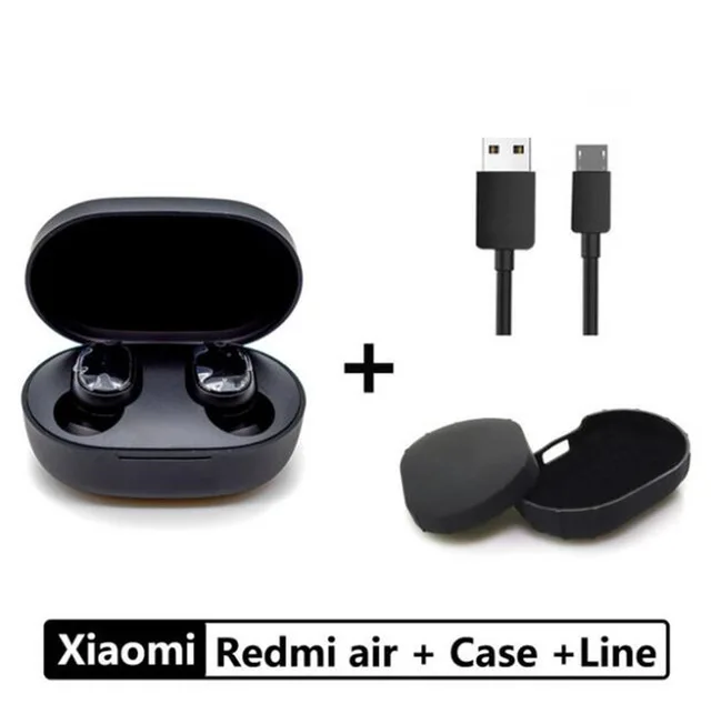 Оригинальные Xiaomi Redmi Airdots TWS Bluetooth 5,0 наушники беспроводные активные шумоподавления с микрофоном громкой связи с управлением AI - Цвет: with case and cable