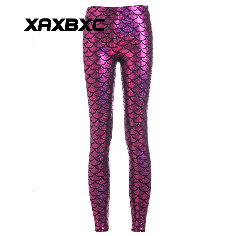 XAXBXC 3009, сексуальные узкие брюки для девочек, Русалочка Ариэль, весы с принтом, эластичные тонкие фитнес женские Леггинсы Спортивные, большие размеры - Цвет: 3002