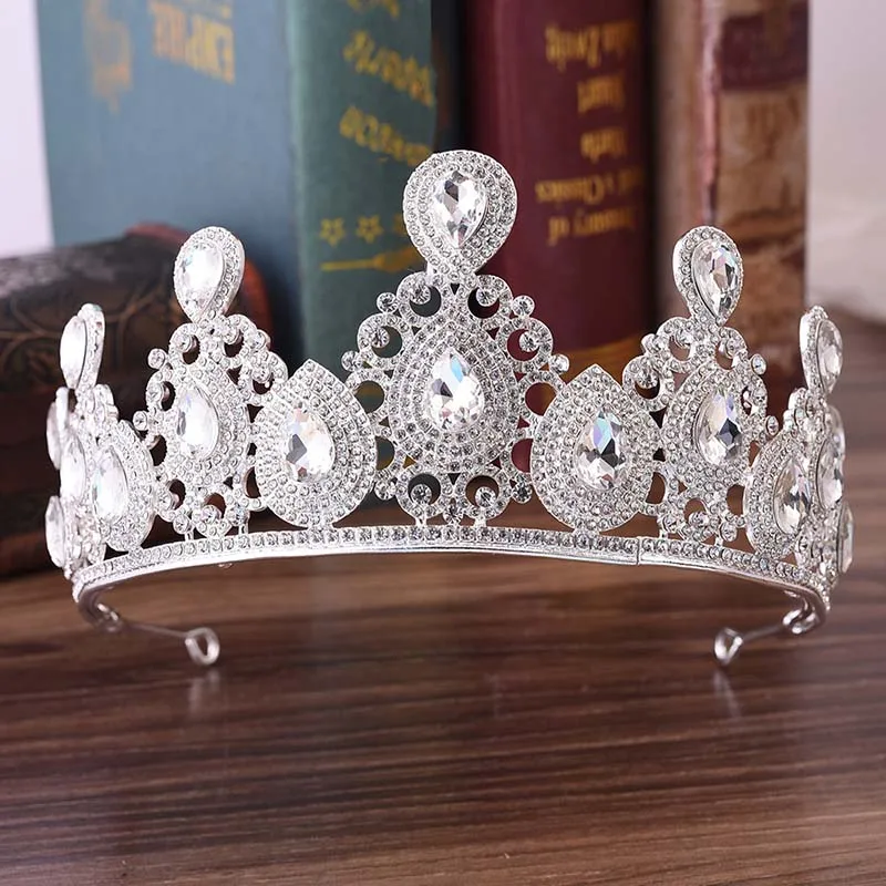 

Silver Gold Metal Tiaras de Noiva Crystal Rhinestone Crown Queen Diadema Headpiece Women Wedding Bridal Hair Jewelry Accessories