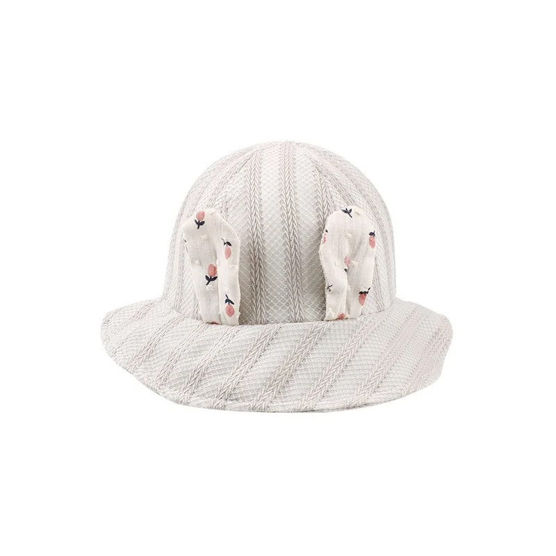 Bunny Ears Mesh Baby Hat For Girls Panama Summer Baby Bucket Hat Breathable Beach Sun Cap Girl Panama 3-12M Baby Girl Clothing  (2)