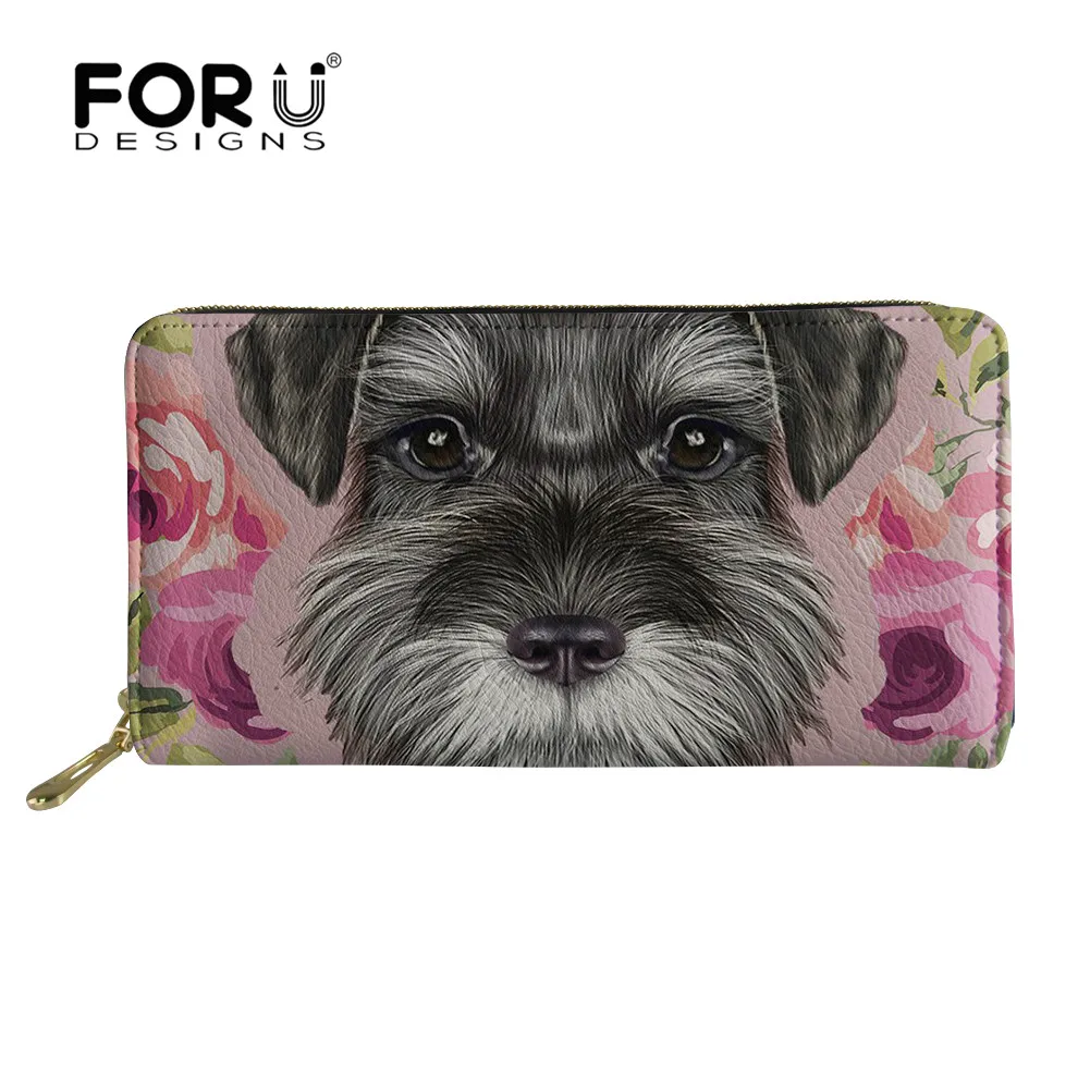 FORUDESIGNS/2019 женский кошелек Schnauzer с 3D принтом Женский на молнии несколькими картами