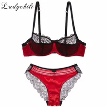 Ladychili Для женщин интимные бюстгальтера горячий сексуальный бюстгальтер, половинчатые чашечки пикантные Прозрачные Нижнее бельё Женский комплект нижнего белья белье из прозрачного кружева N273