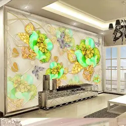 Beibehang 3D Роскошные роскошные gold diamond flower мягкая сумка jewelry фоне стены пользовательских большой fresco зеленые обои