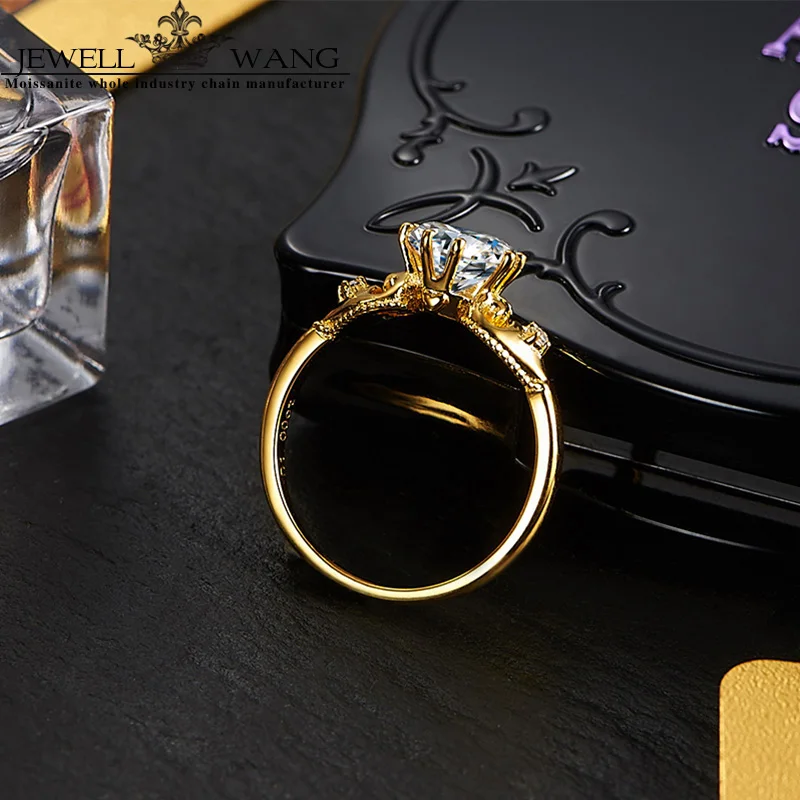 Ювелирные кольца из желтого золота 18 k, 1,0ct карат, муасаниты 0,01ct, со стразами, дизайнерский комплект для покера, обручальные кольца для женщин