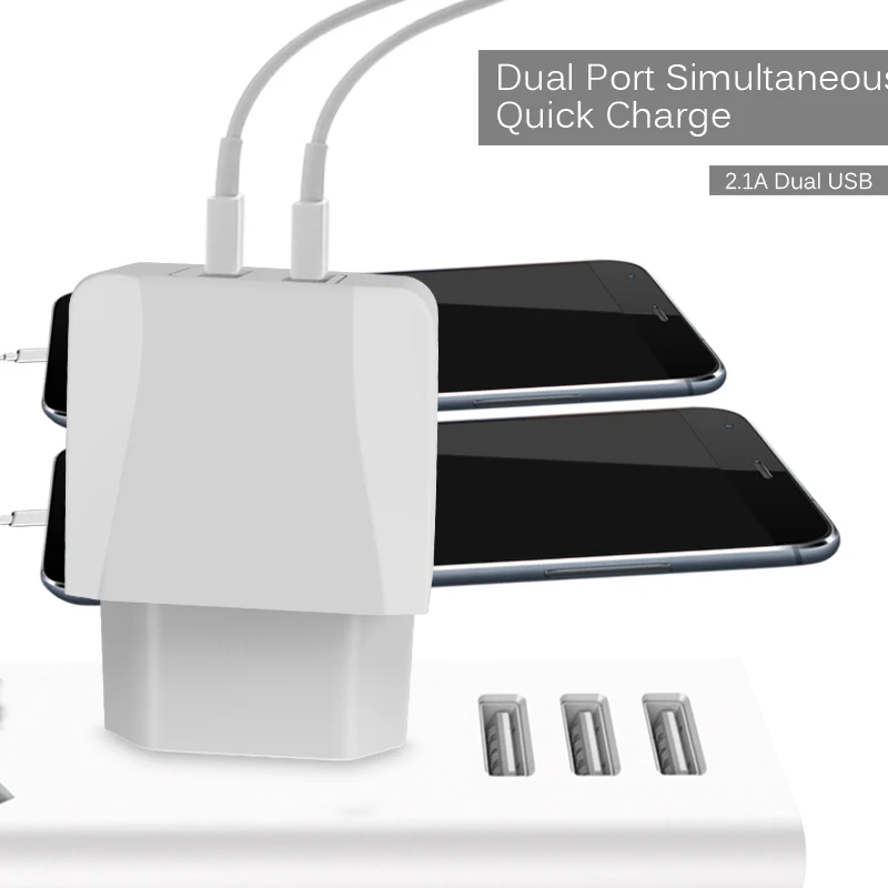 GUSGU Dual USB зарядное устройство для iPhone 7 8 6 X S Max iPad EU вилка адаптер для путешествий настенное зарядное устройство 2A зарядный кабель для Lightning 1,5 м