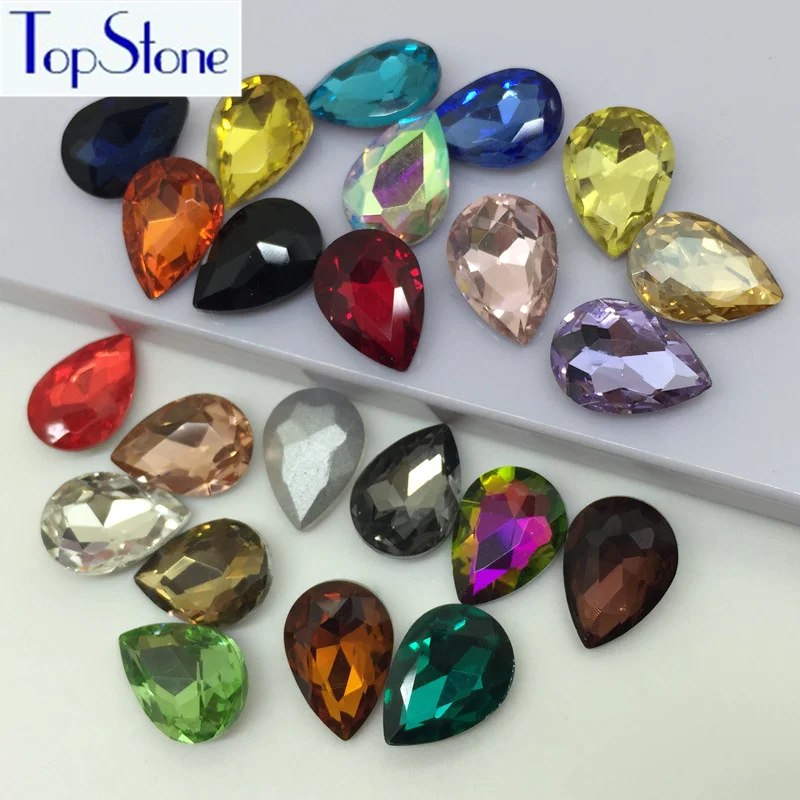 

TopStone All Colors Glass Crystal POINTED BACK Teardrop Rhinestones 7x10,10x14,13x18,18x25,20x30mm Dress Drop stone