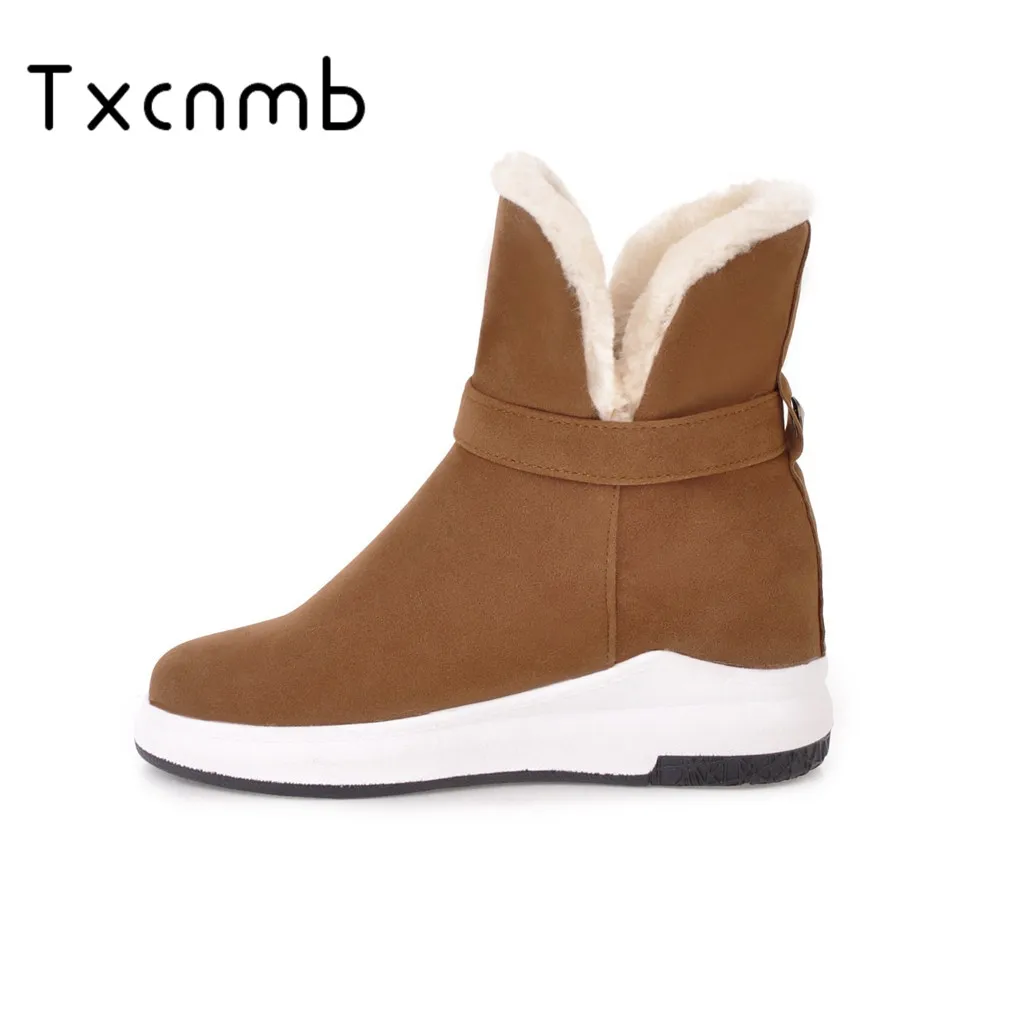 TXCNMB 2019 New Autumn Winter snow boots women Round Toe Mid Calf Boots Warm Fur Fashion Women Boots fashion shoes woman