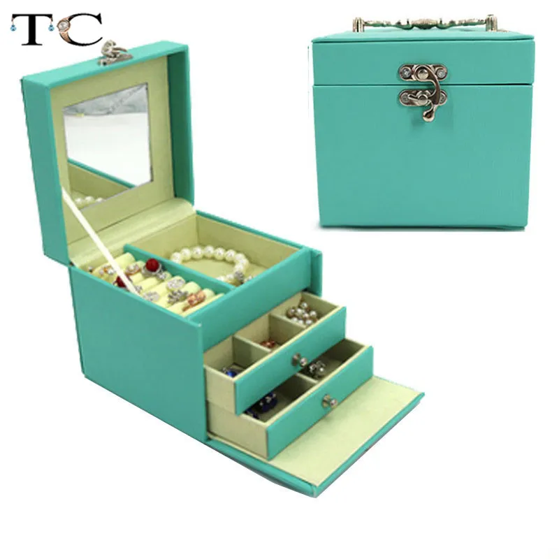 Multi-Function Storage Box Leather Jewelry Box Multi-Layer Large-Capacity Jewelry Organizer Makeup Case Multi-Function Storage Box Leather Jewelry Box Multi-Layer Large-Capacity Jewelry Organizer Makeup Case